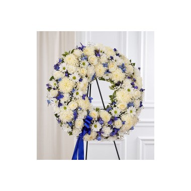Serene Blessings&trade; Standing Wreath - Blue & White